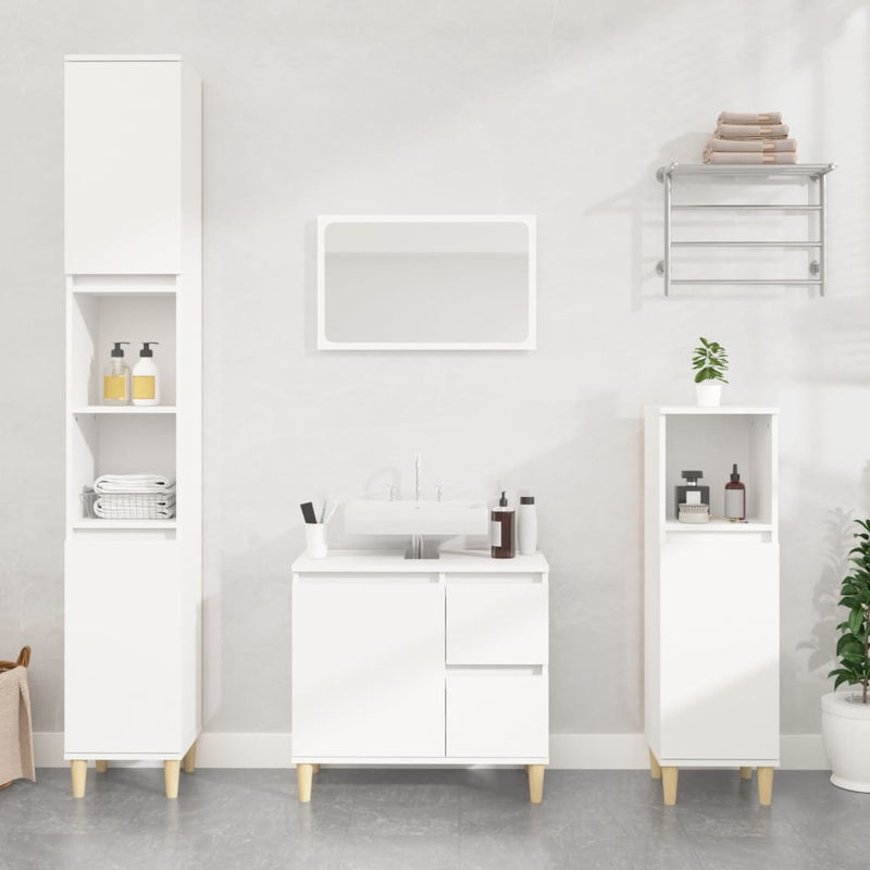 Bathroom Cabinet White 30x30x100 cm Engineered Wood Payday Deals