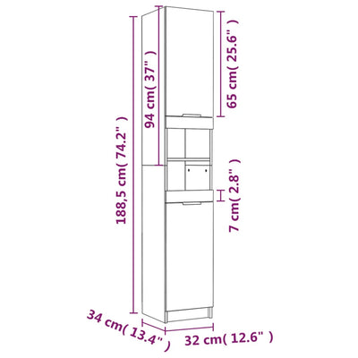 Bathroom Cabinet White 32x34x188.5 cm Engineered Wood Payday Deals