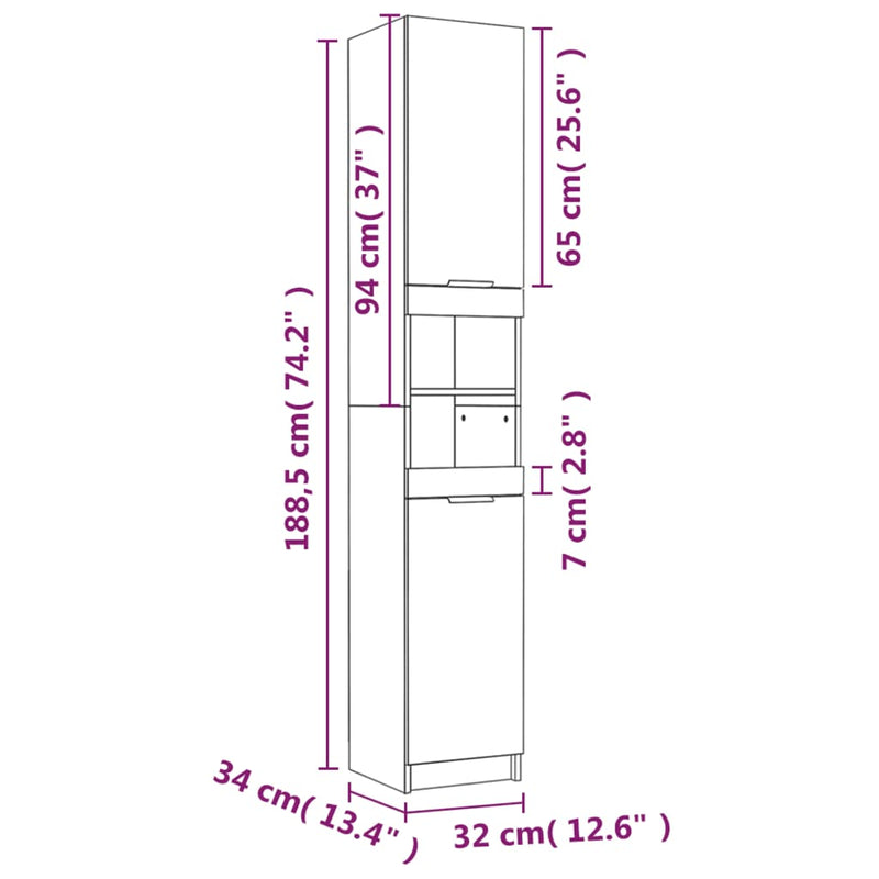 Bathroom Cabinet White 32x34x188.5 cm Engineered Wood Payday Deals