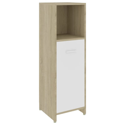 Bathroom Cabinet White and Sonoma Oak 30x30x95 cm Engineered Wood Payday Deals