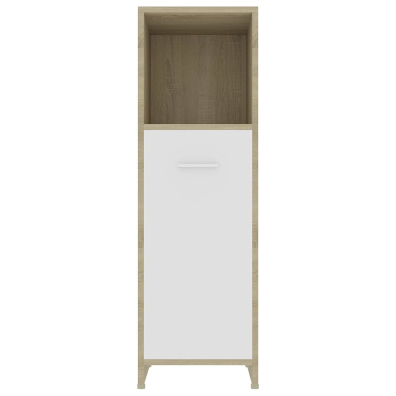 Bathroom Cabinet White and Sonoma Oak 30x30x95 cm Engineered Wood Payday Deals
