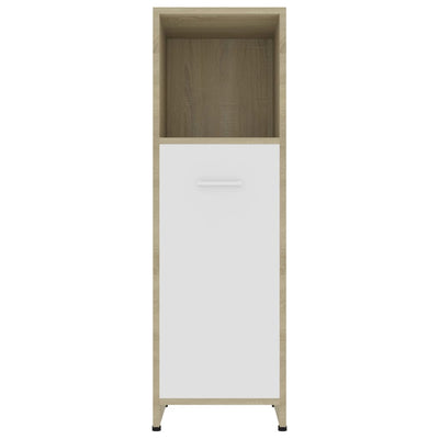 Bathroom Cabinet White and Sonoma Oak 30x30x95 cm Engineered Wood Payday Deals