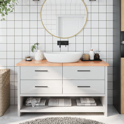 Bathroom Countertop Light Brown 140x40x4 cm Treated Solid Wood Payday Deals