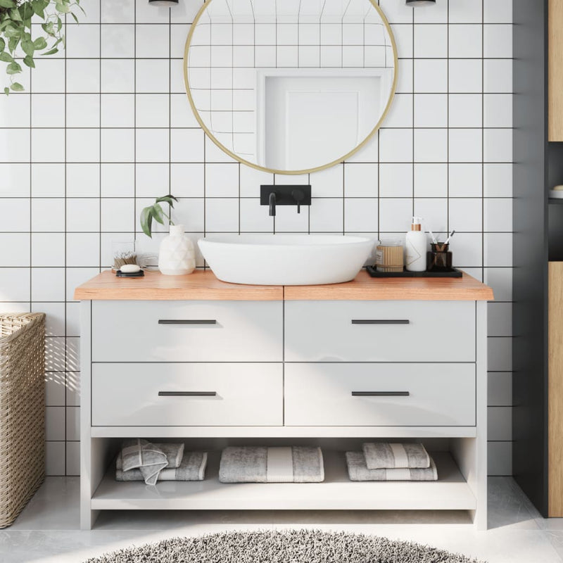 Bathroom Countertop Light Brown 140x40x4 cm Treated Solid Wood Payday Deals