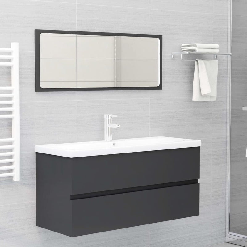 Bathroom Furniture Set Grey Engineered Wood Payday Deals