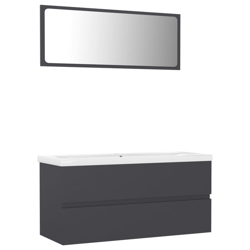 Bathroom Furniture Set Grey Engineered Wood Payday Deals