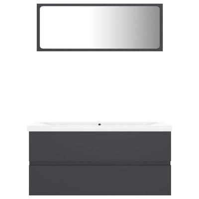 Bathroom Furniture Set Grey Engineered Wood Payday Deals