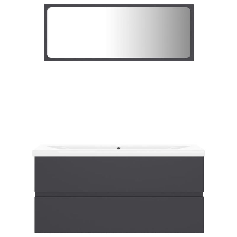 Bathroom Furniture Set Grey Engineered Wood Payday Deals