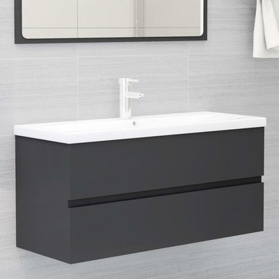 Bathroom Furniture Set Grey Engineered Wood Payday Deals
