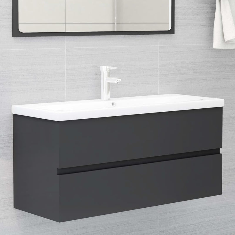Bathroom Furniture Set Grey Engineered Wood Payday Deals