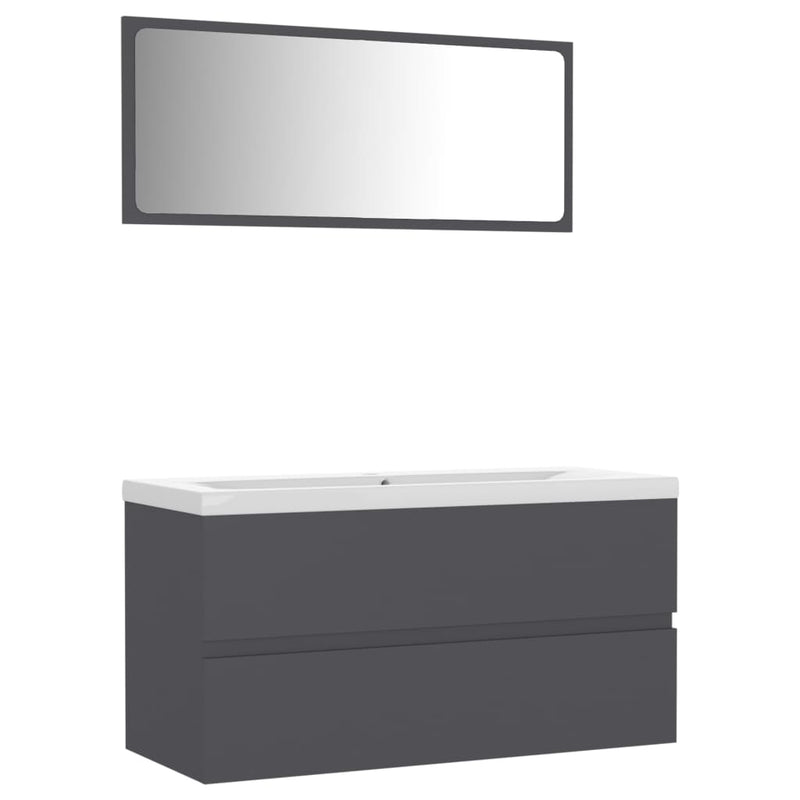 Bathroom Furniture Set Grey Engineered Wood Payday Deals