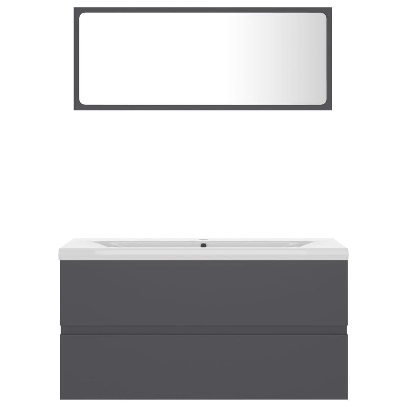 Bathroom Furniture Set Grey Engineered Wood Payday Deals