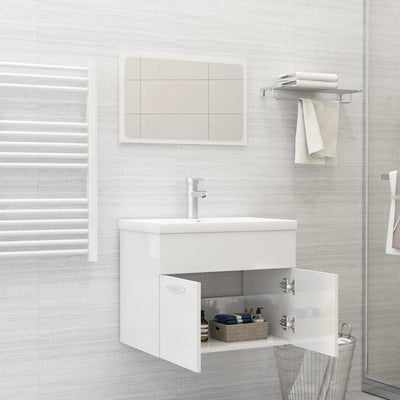 Bathroom Furniture Set High Gloss White Engineered Wood Payday Deals