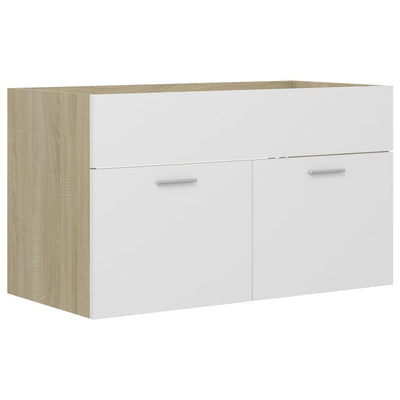 Bathroom Furniture Set White and Sonoma Oak Engineered Wood Payday Deals