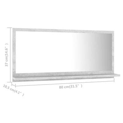 Bathroom Mirror Concrete Grey 80x10.5x37cm Chipboard Payday Deals