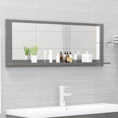 Bathroom Mirror High Gloss Grey 100x10.5x37 cm Engineered Wood Payday Deals