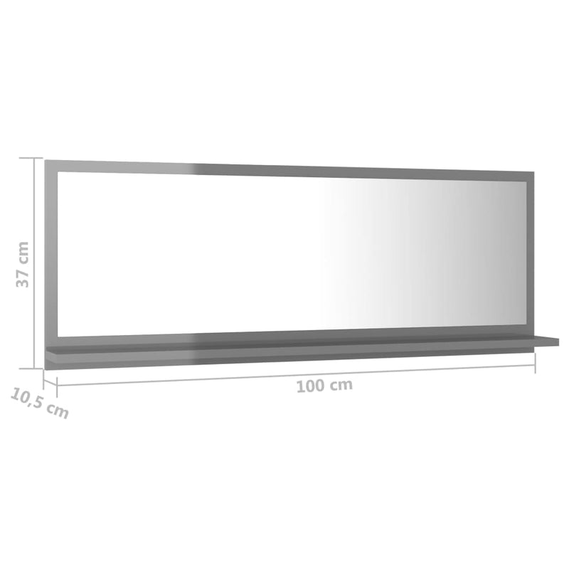 Bathroom Mirror High Gloss Grey 100x10.5x37 cm Engineered Wood Payday Deals