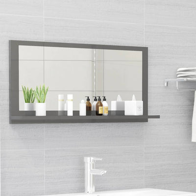 Bathroom Mirror High Gloss Grey 80x10.5x37 cm Engineered Wood Payday Deals