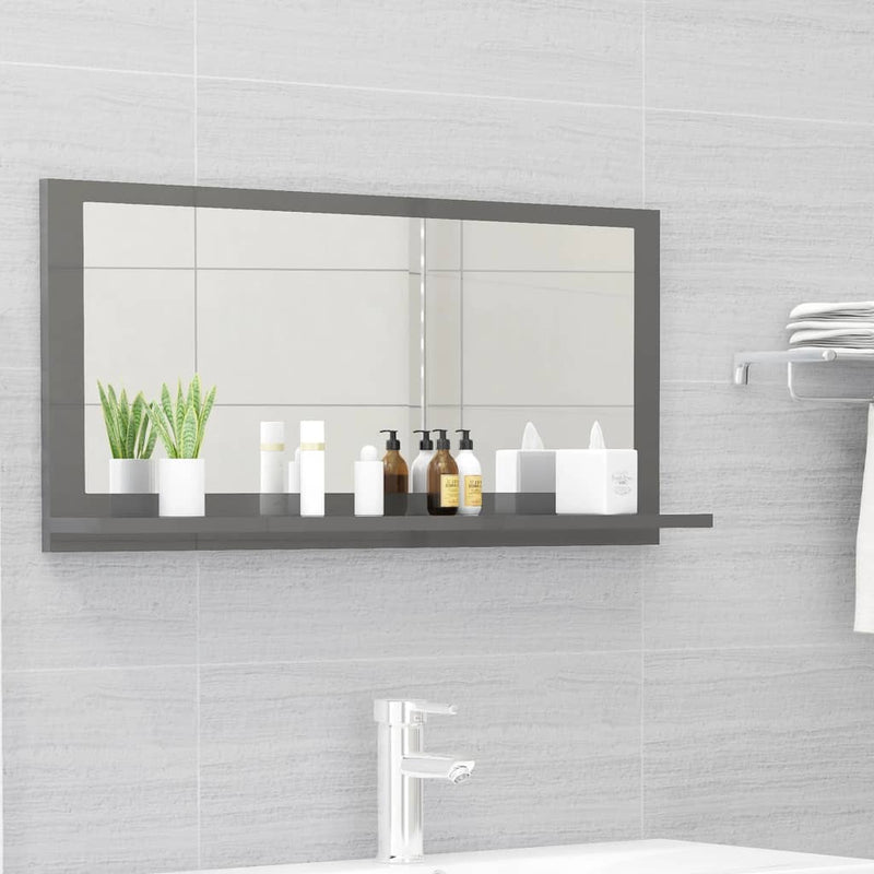 Bathroom Mirror High Gloss Grey 80x10.5x37 cm Engineered Wood Payday Deals