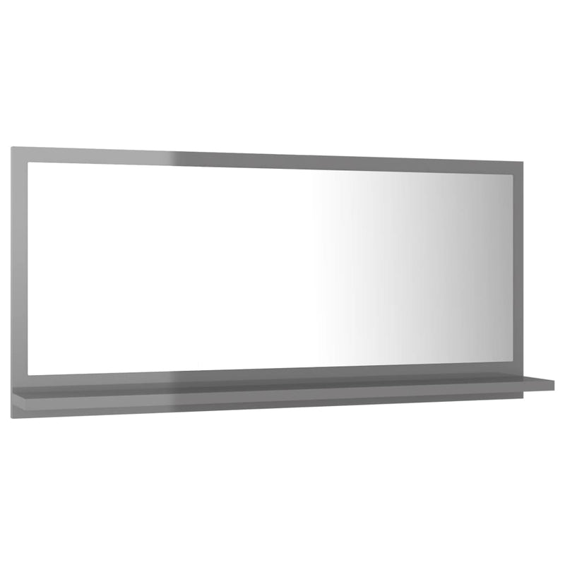 Bathroom Mirror High Gloss Grey 80x10.5x37 cm Engineered Wood Payday Deals