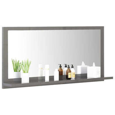 Bathroom Mirror High Gloss Grey 80x10.5x37 cm Engineered Wood Payday Deals