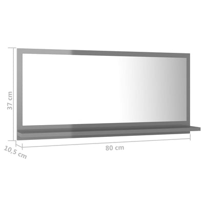 Bathroom Mirror High Gloss Grey 80x10.5x37 cm Engineered Wood Payday Deals