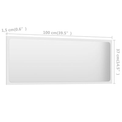Bathroom Mirror White 100x1.5x37 cm Engineered Wood Payday Deals