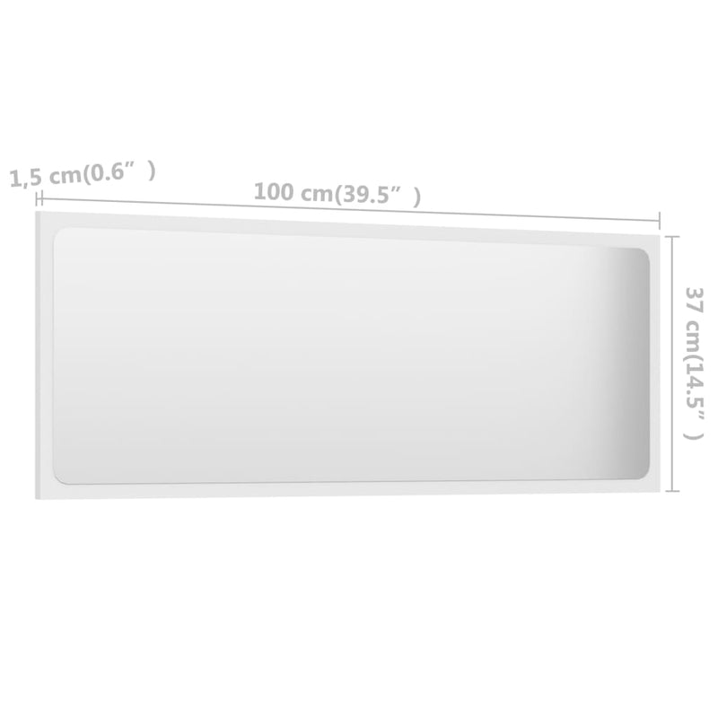 Bathroom Mirror White 100x1.5x37 cm Engineered Wood Payday Deals
