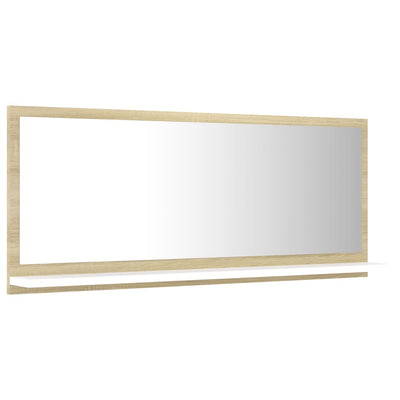 Bathroom Mirror White and Sonoma Oak 90x10.5x37 cm Engineered Wood Payday Deals