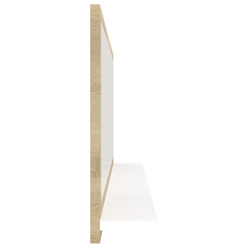 Bathroom Mirror White and Sonoma Oak 90x10.5x37 cm Engineered Wood Payday Deals