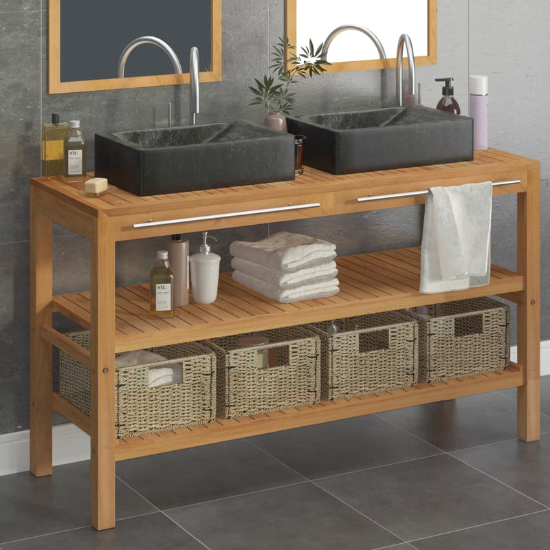 Bathroom Vanity Cabinet Solid Wood Teak with Sinks Marble Black Payday Deals