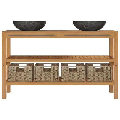 Bathroom Vanity Cabinet Solid Wood Teak with Sinks Marble Black Payday Deals