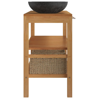 Bathroom Vanity Cabinet Solid Wood Teak with Sinks Marble Black Payday Deals