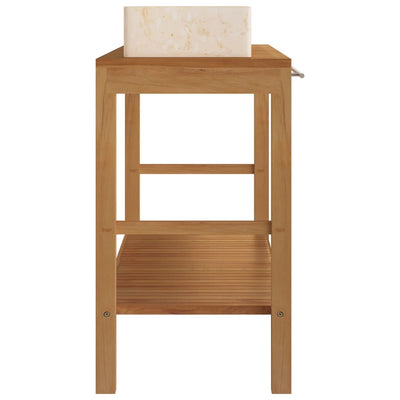 Bathroom Vanity Cabinet Solid Wood Teak with Sinks Marble Cream Payday Deals