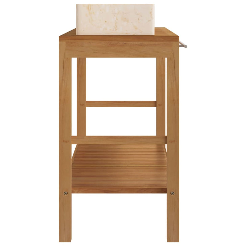 Bathroom Vanity Cabinet Solid Wood Teak with Sinks Marble Cream Payday Deals