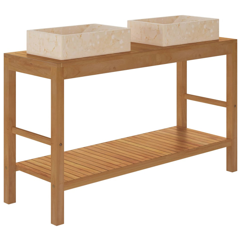 Bathroom Vanity Cabinet Solid Wood Teak with Sinks Marble Cream Payday Deals