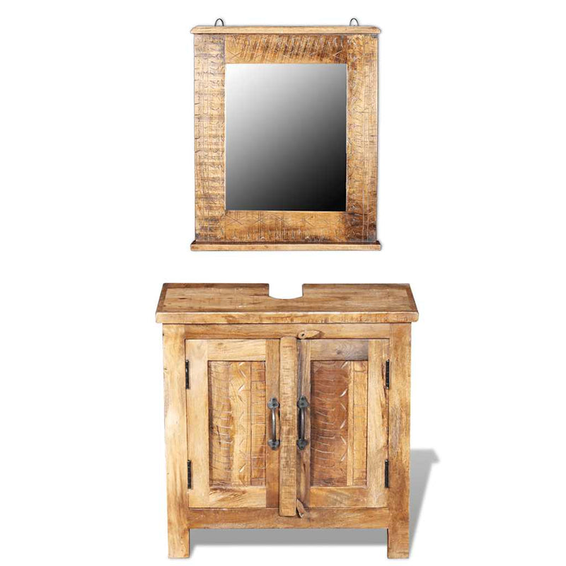 Bathroom Vanity Cabinet with Mirror Solid Mango Wood Payday Deals