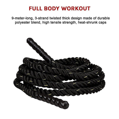 Battle Rope Dia 3.8cm x 9M length Poly Exercise Workout Strength Training Payday Deals