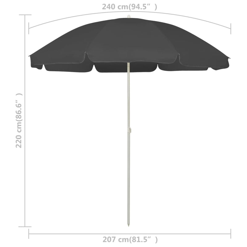 Beach Parasol Anthracite 240 cm Payday Deals