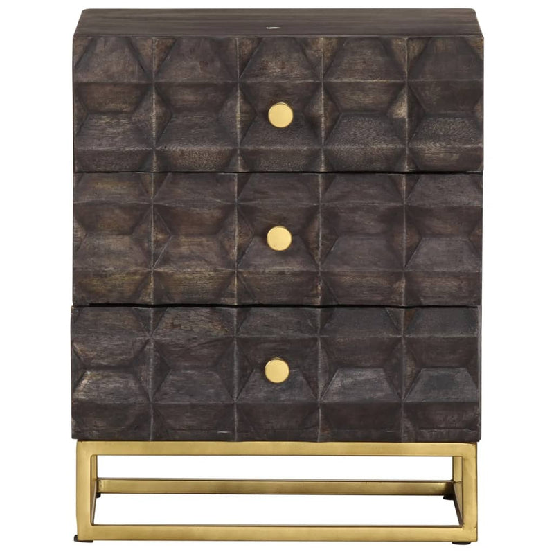 Bed Cabinet Black 40x30x50 cm Solid Mango Wood Payday Deals