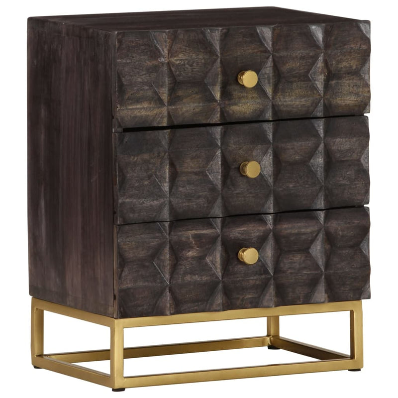 Bed Cabinet Black 40x30x50 cm Solid Mango Wood Payday Deals