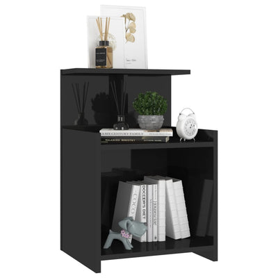 Bed Cabinet High Gloss Black 40x35x60 cm Engineered Wood Payday Deals