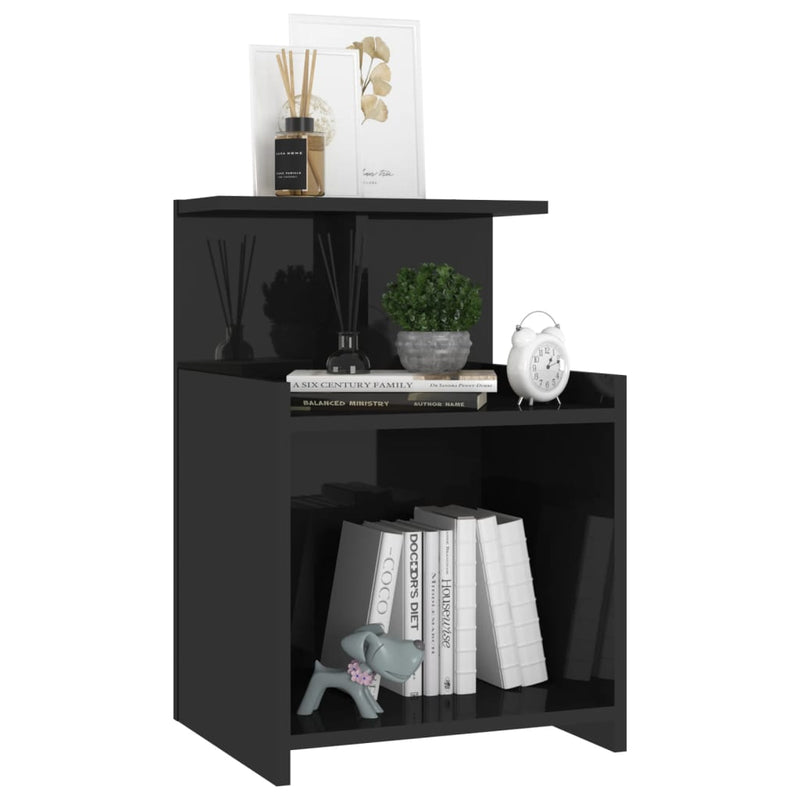 Bed Cabinet High Gloss Black 40x35x60 cm Engineered Wood Payday Deals