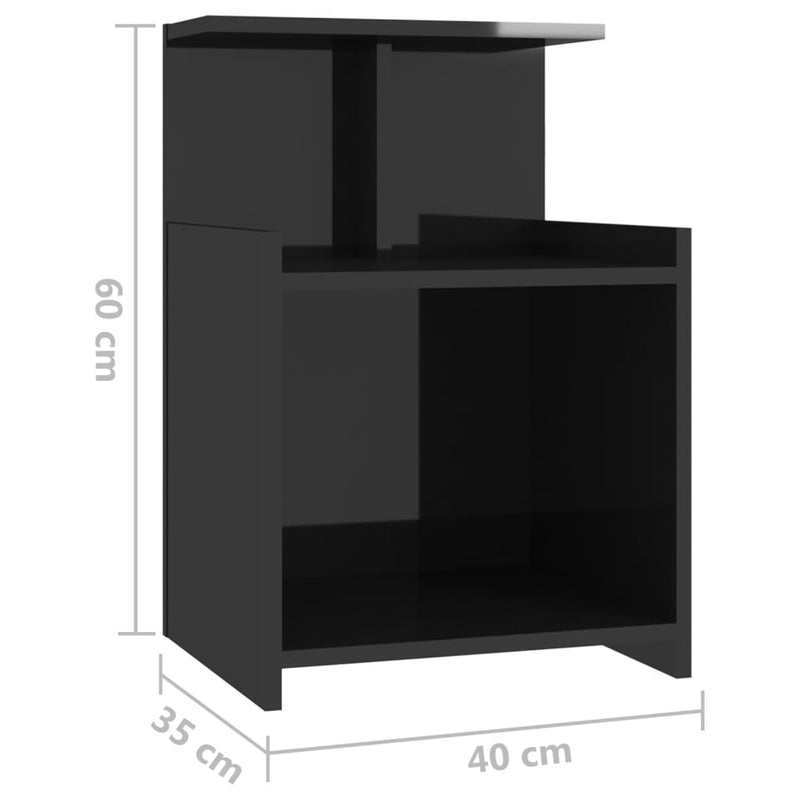 Bed Cabinet High Gloss Black 40x35x60 cm Engineered Wood Payday Deals