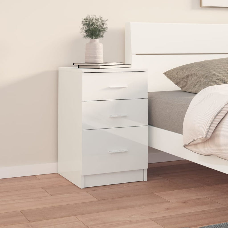 Bed Cabinet High Gloss White 40x40x63 cm Engineered Wood Payday Deals