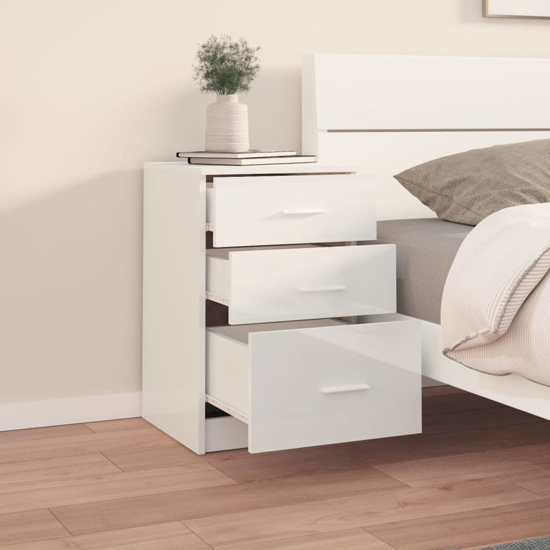 Bed Cabinet High Gloss White 40x40x63 cm Engineered Wood Payday Deals