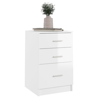 Bed Cabinet High Gloss White 40x40x63 cm Engineered Wood Payday Deals