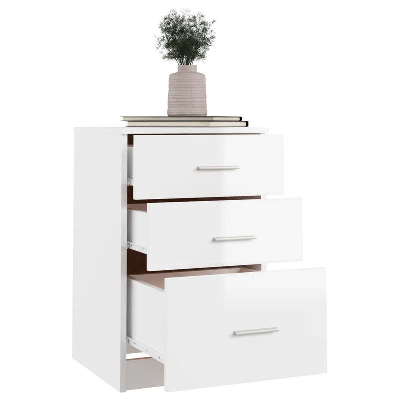 Bed Cabinet High Gloss White 40x40x63 cm Engineered Wood Payday Deals