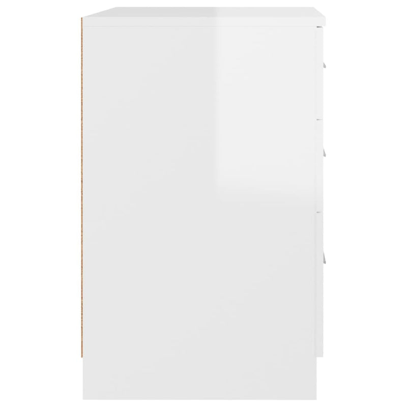 Bed Cabinet High Gloss White 40x40x63 cm Engineered Wood Payday Deals
