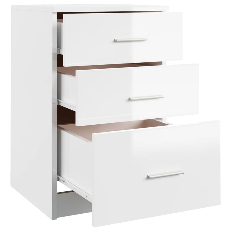 Bed Cabinet High Gloss White 40x40x63 cm Engineered Wood Payday Deals